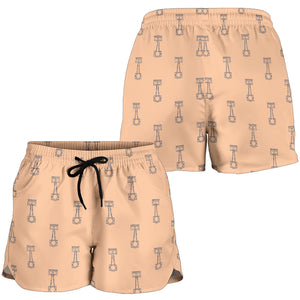 Engine Piston Cream Background Pattern Print Design 04 Women Shorts