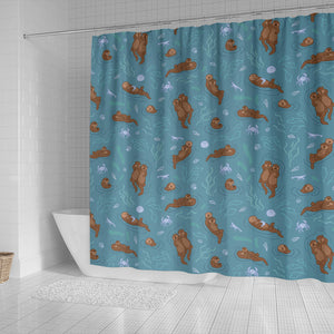 Sea Otters Pattern Shower Curtain Fulfilled In US