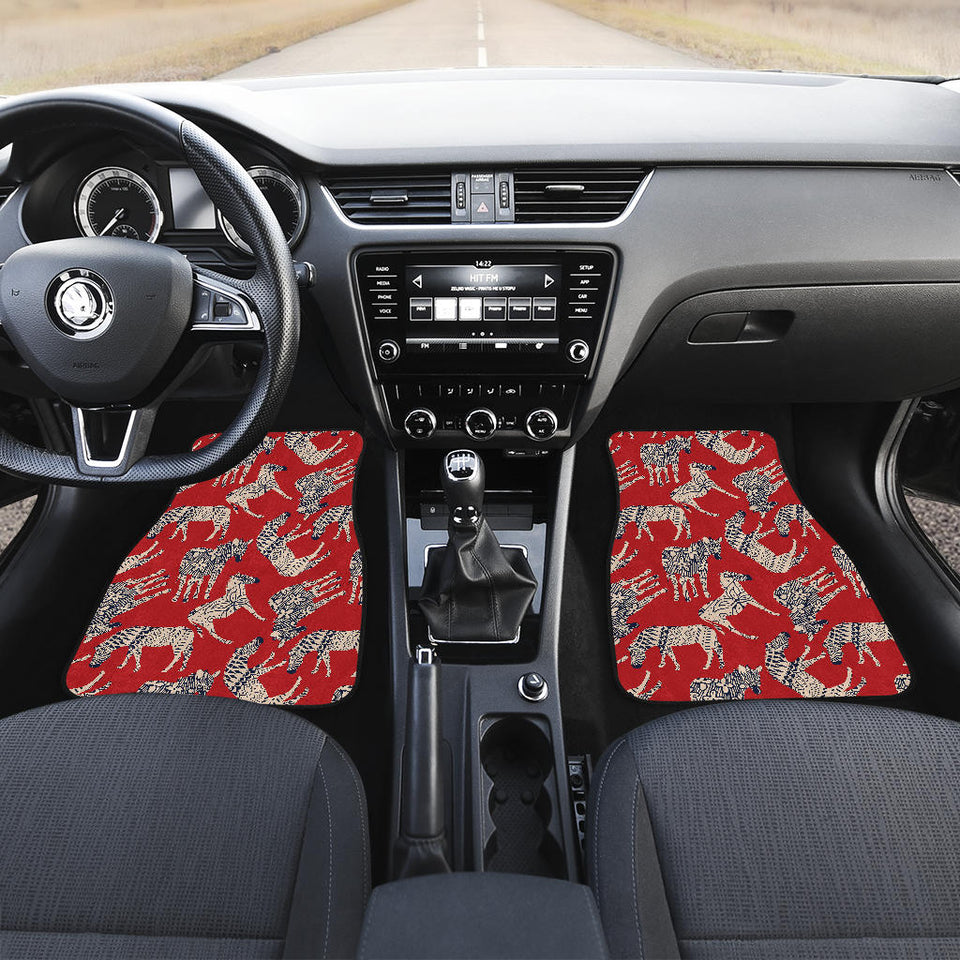 Zebra Abstract Red Background Front Car Mats