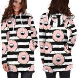 Donuts Pink Icing Striped Pattern Women'S Hoodie Dress