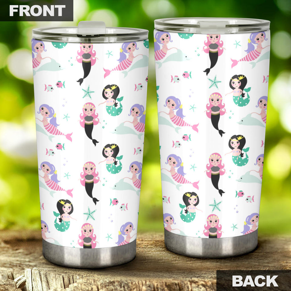 Cute Mermaid Dolphin Fish Starfish Pattern Tumbler