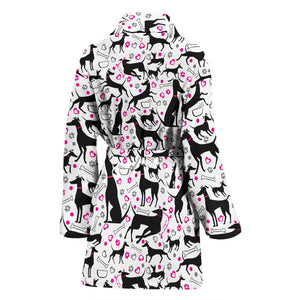 Greyhound Pattern Print Design 02 Women's Bathrobe