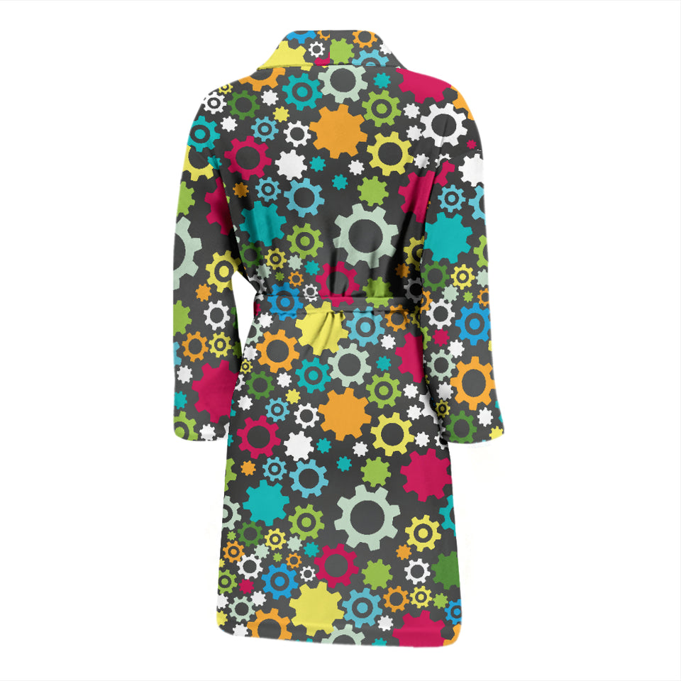 Gear Pattern Print Design 03 Men's Bathrobe