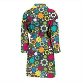 Gear Pattern Print Design 03 Men's Bathrobe