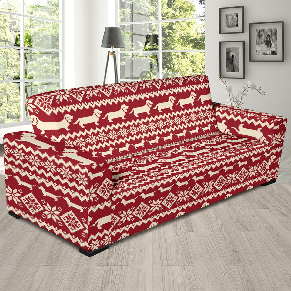 Dachshund Nordic Pattern Sofa Slipcover