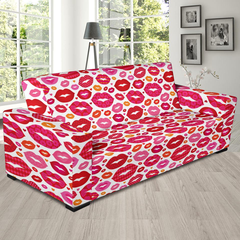 Lips Pattern Print Design 01 Sofa Slipcover