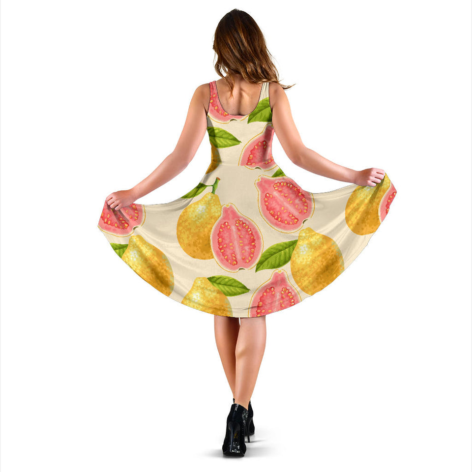 Beautiful Guava Pattern Sleeveless Midi Dress