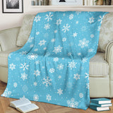 Snowflake Pattern Blue Background Premium Blanket