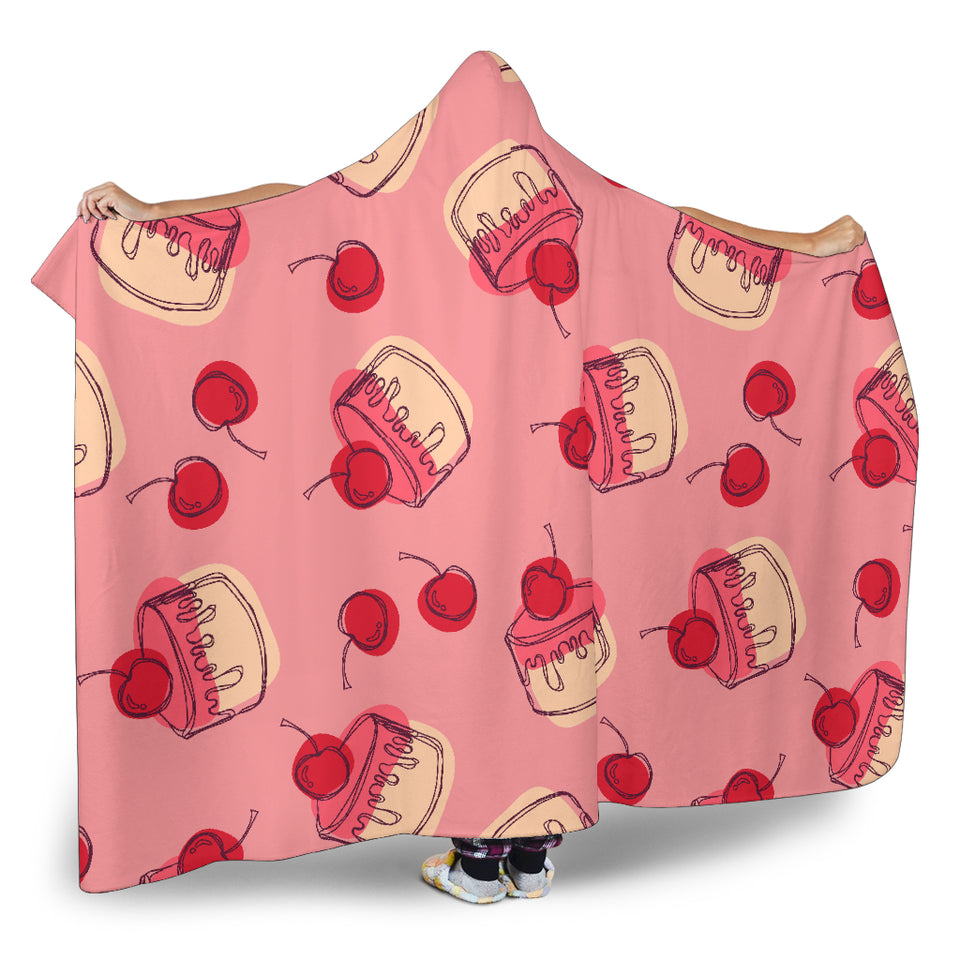 Cake Cherry Pattern Hooded Blanket