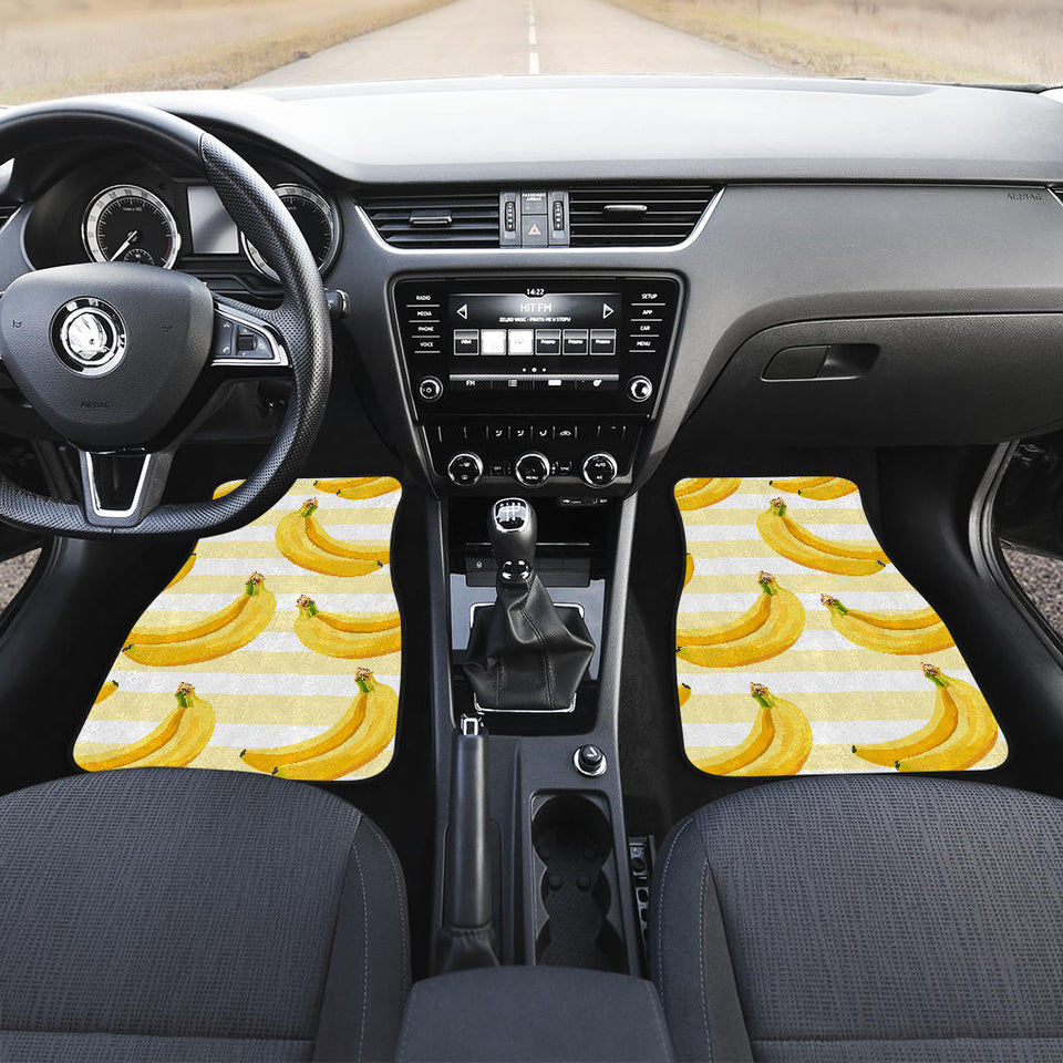 Banana Pattern Blackground Front And Back Car Mats
