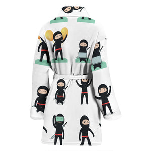 Cute Ninja Katana Sword Pattern Women'S Bathrobe