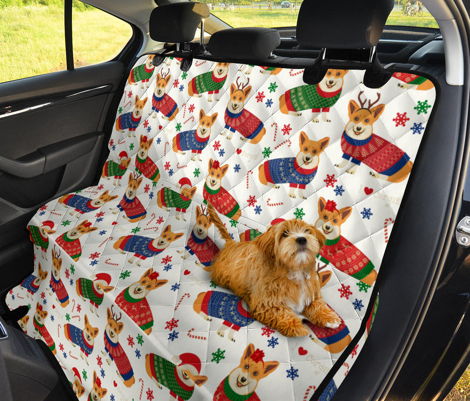 Corgi Christmas Pattern Dog Car Seat Covers