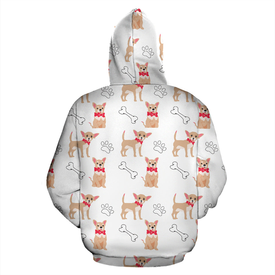 Chihuahua Bone Paw Pattern Zip Up Hoodie