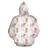 Chihuahua Bone Paw Pattern Zip Up Hoodie