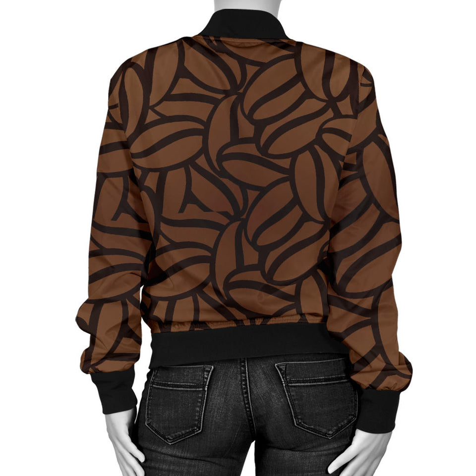 Coffee Bean Pattern Women'S Bomber Jacket