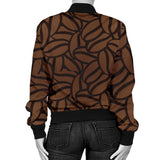 Coffee Bean Pattern Women'S Bomber Jacket