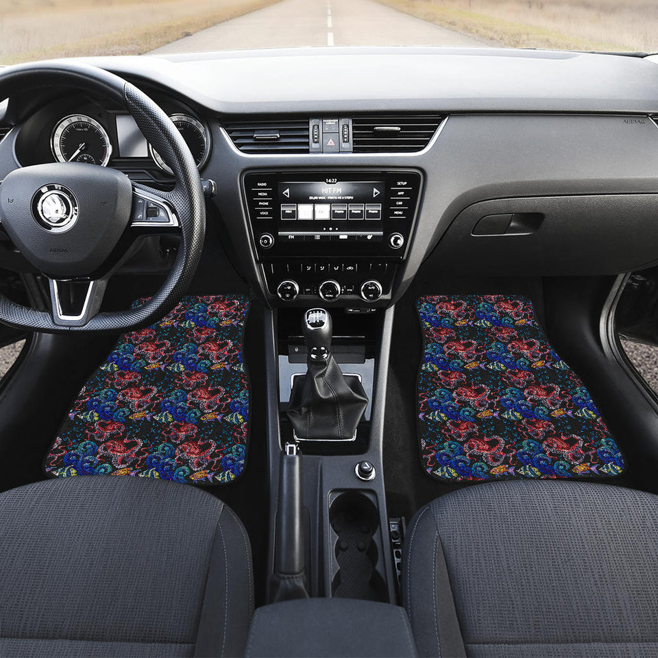 Octopus Sea Wave Tropical Fishe Pattern Front Car Mats