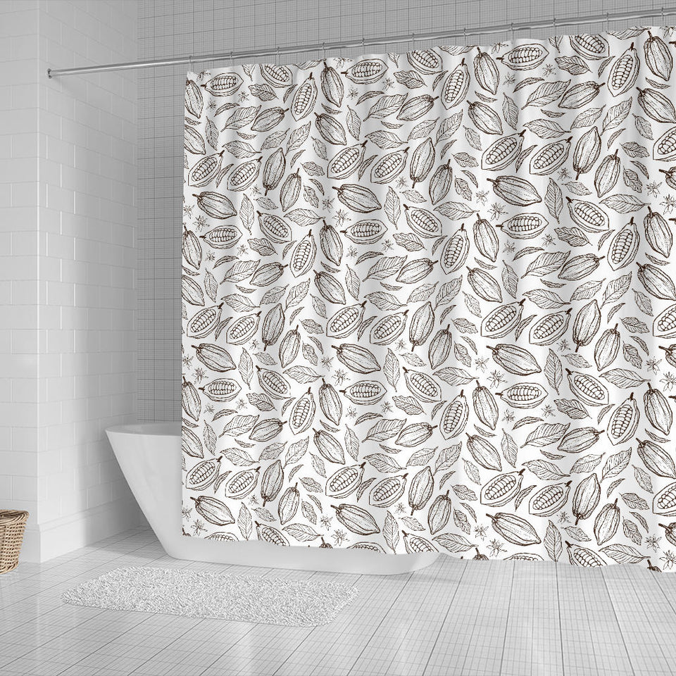 Cocoa Beans Leaves Pattern Shower Curtain Fulfilled In US