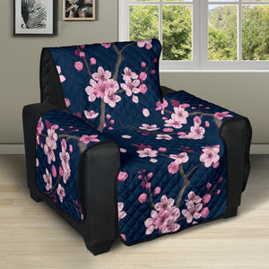 Pink sakura cherry blossom blue background Recliner Cover Protector
