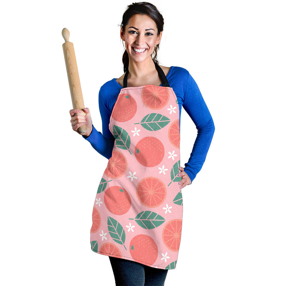 Grapefruit Leaves Flower Pink Background Adjustable Apron