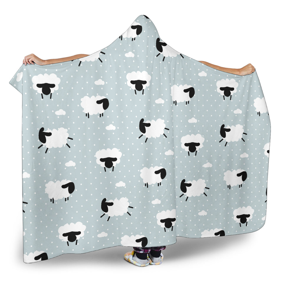 Sheep Polka Dot Cloud Pattern Hooded Blanket
