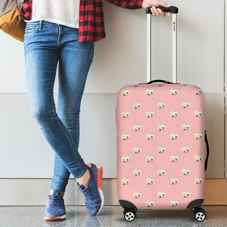 Cute Hamster Cheese Pattern Pink Background Luggage Covers