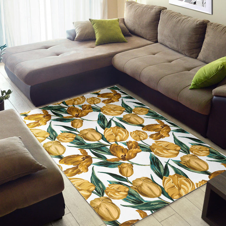 Yellow Tulips Pattern Area Rug