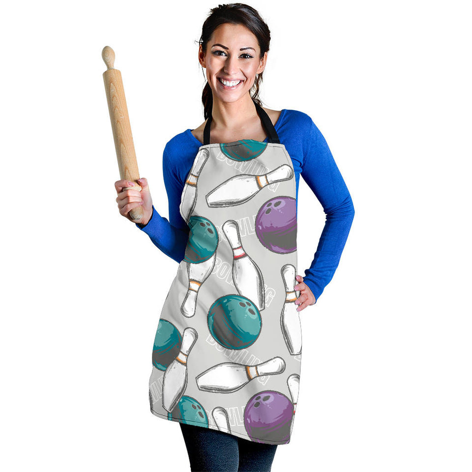 Bowling Ball And Pin Gray Background Adjustable Apron