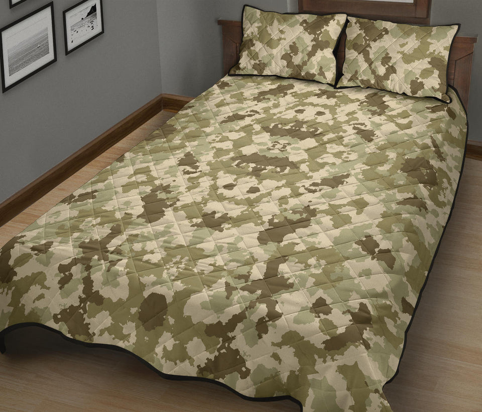 Light Green camo camouflage pattern Quilt Bed Set