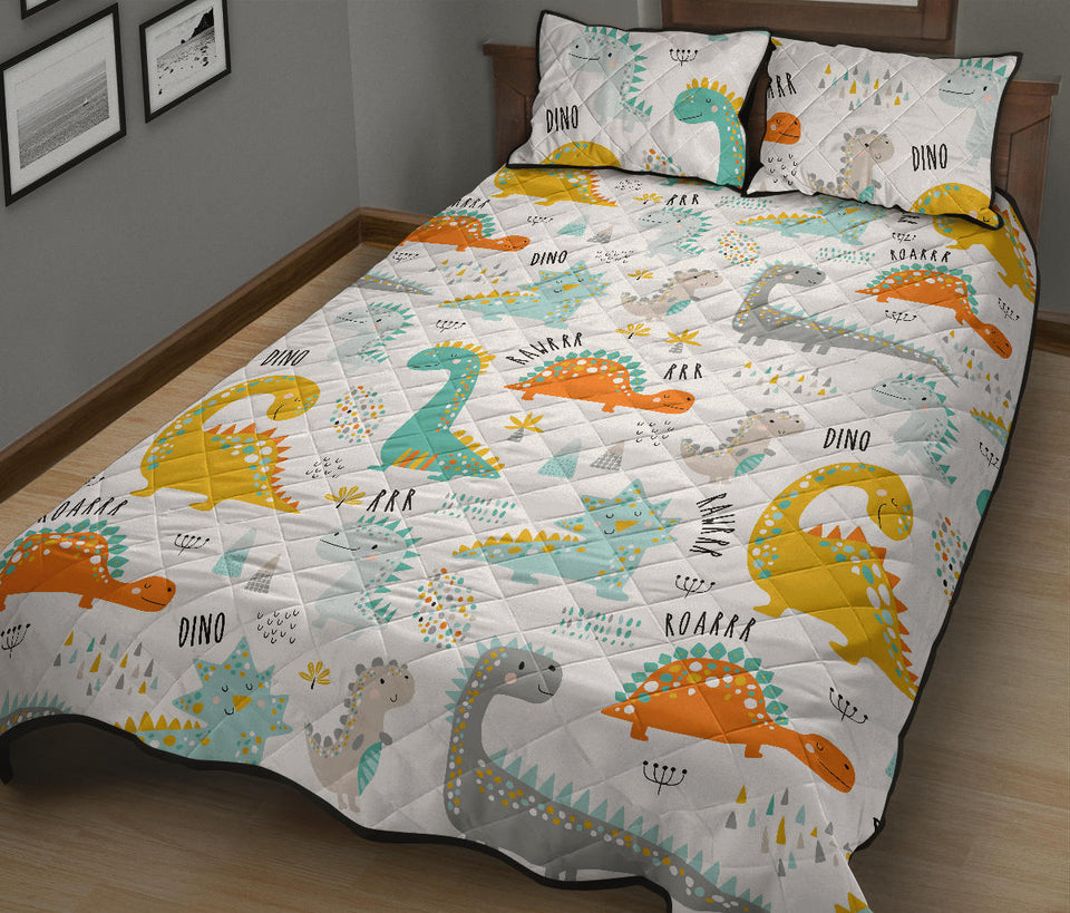 Cute funny kids dinosaurs pattern Quilt Bed Set