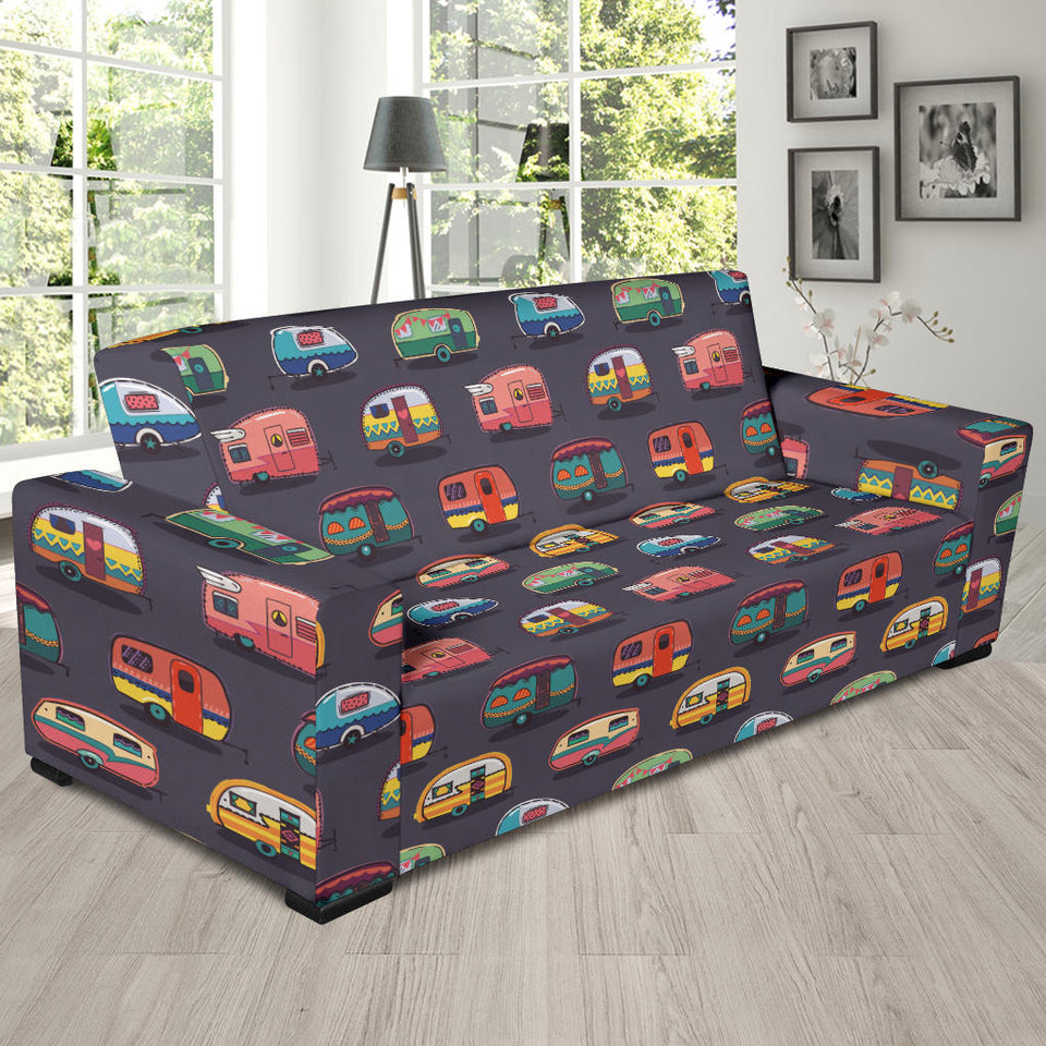 Camper Van Pattern Print Design 02 Sofa Slipcover