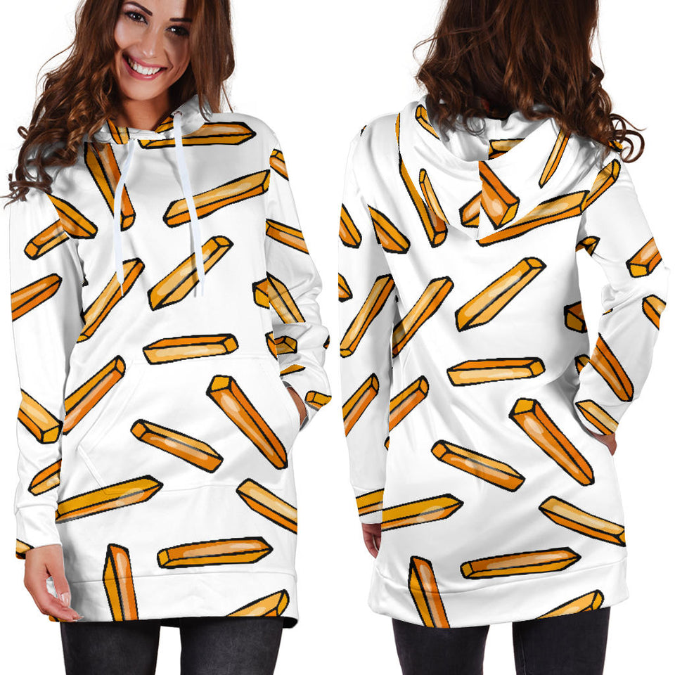 French Fries Potato Pattern Women'S Hoodie Dress