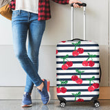 Hand Drawn Cherry Pattern Striped Background Luggage Covers