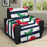 Hand drawn cherry pattern striped background Recliner Cover Protector