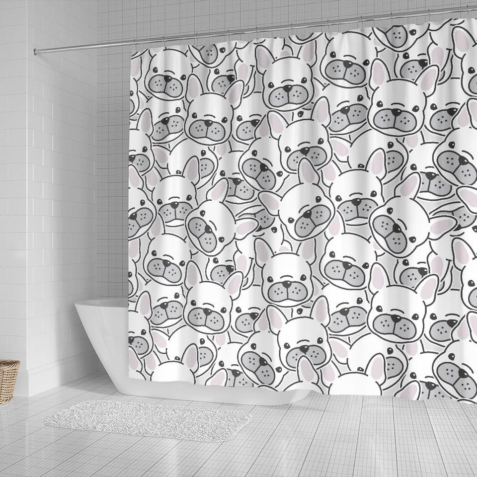Cute French Bulldog Head Pattern Shower Curtain Fulfilled In US