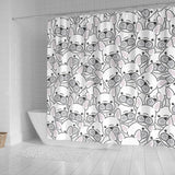 Cute French Bulldog Head Pattern Shower Curtain Fulfilled In US