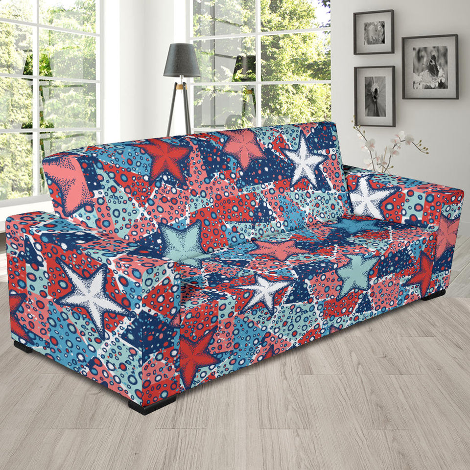 Hand Drawn Colorful Starfish Sofa Slipcover