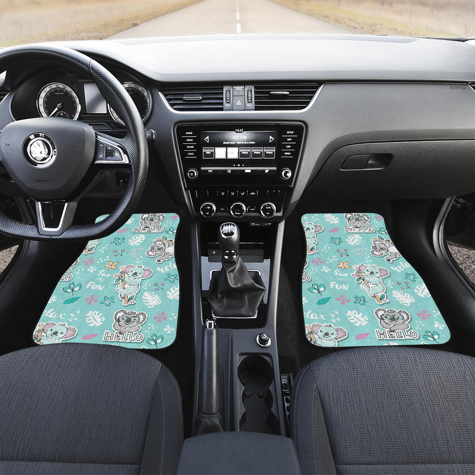 Cute Koalas Blue Background Pattern Front And Back Car Mats
