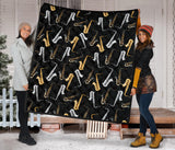 Saxophone Design Pattern Premium Quilt