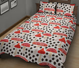 Red mushroom dot pattern Quilt Bed Set