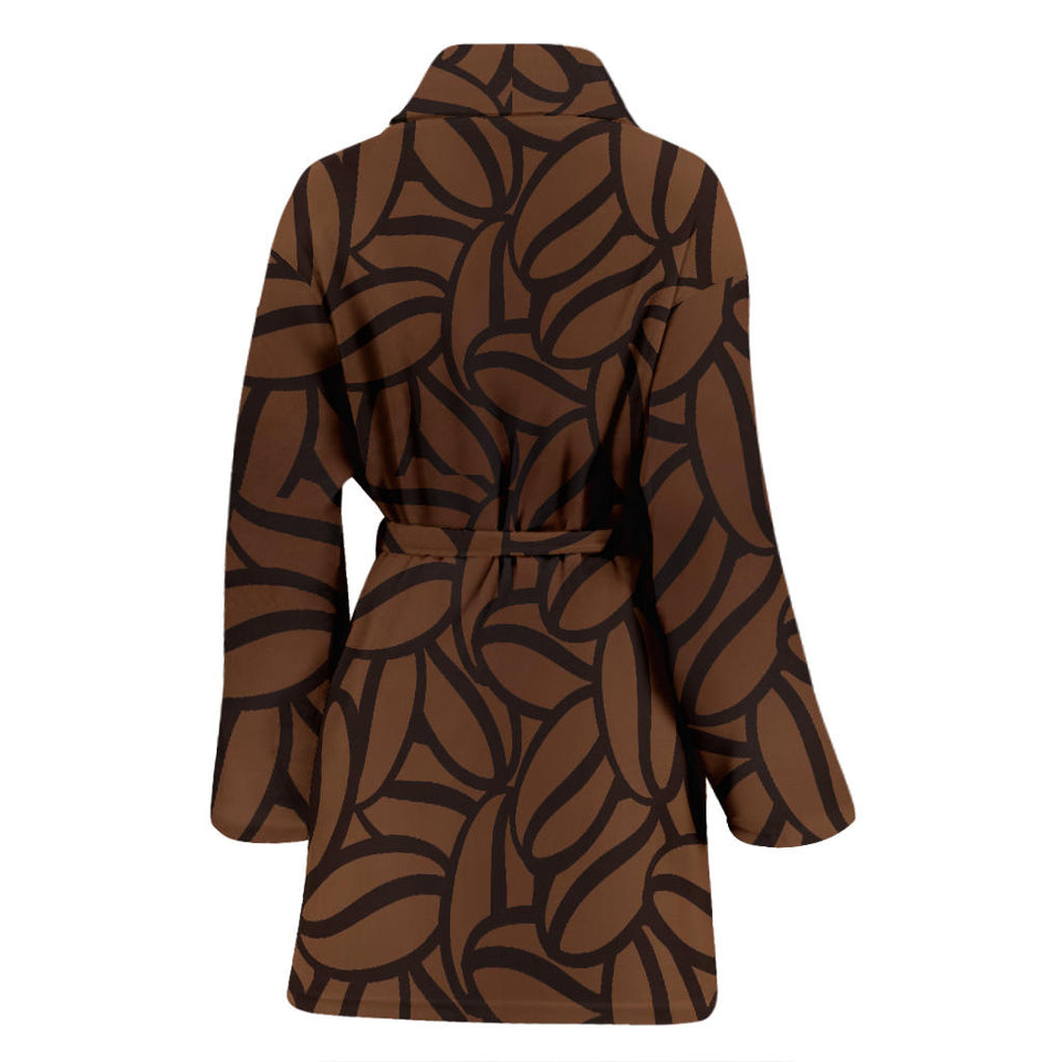 Coffee Bean Pattern Women'S Bathrobe
