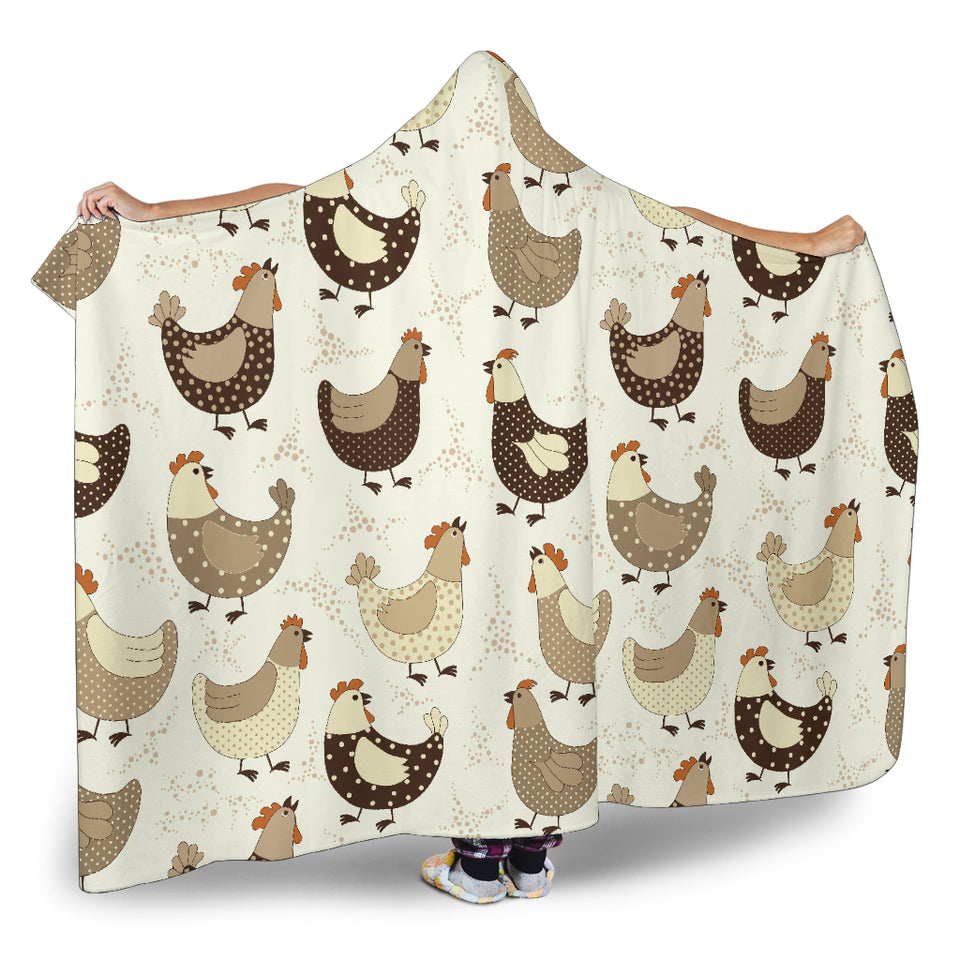 Cute Rooster Chicken Cock Hooded Blanket