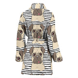 Happy Pug Pattern Women'S Bathrobe