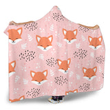 Cute Fox Pattern Pink Background Hooded Blanket