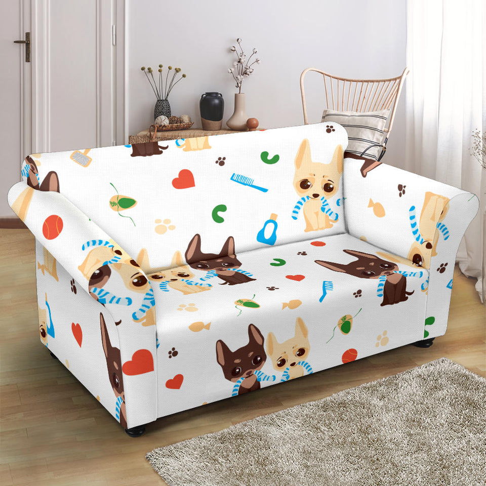 Cute Chihuahua Dog Pattern Loveseat Couch Slipcover