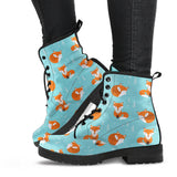 Fox Pattern Blue B Ackground Leather Boots