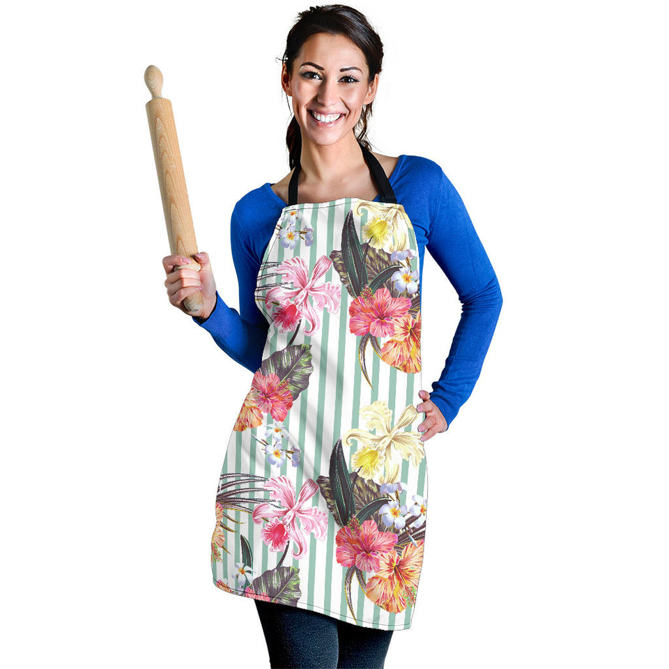 Colorful Orchid Flower Pattern Adjustable Apron