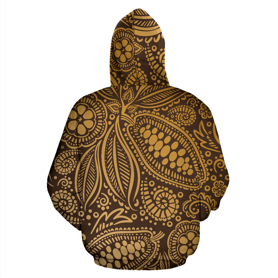 Cocoa Beans Tribal Polynesian Pattern Background Zip Up Hoodie