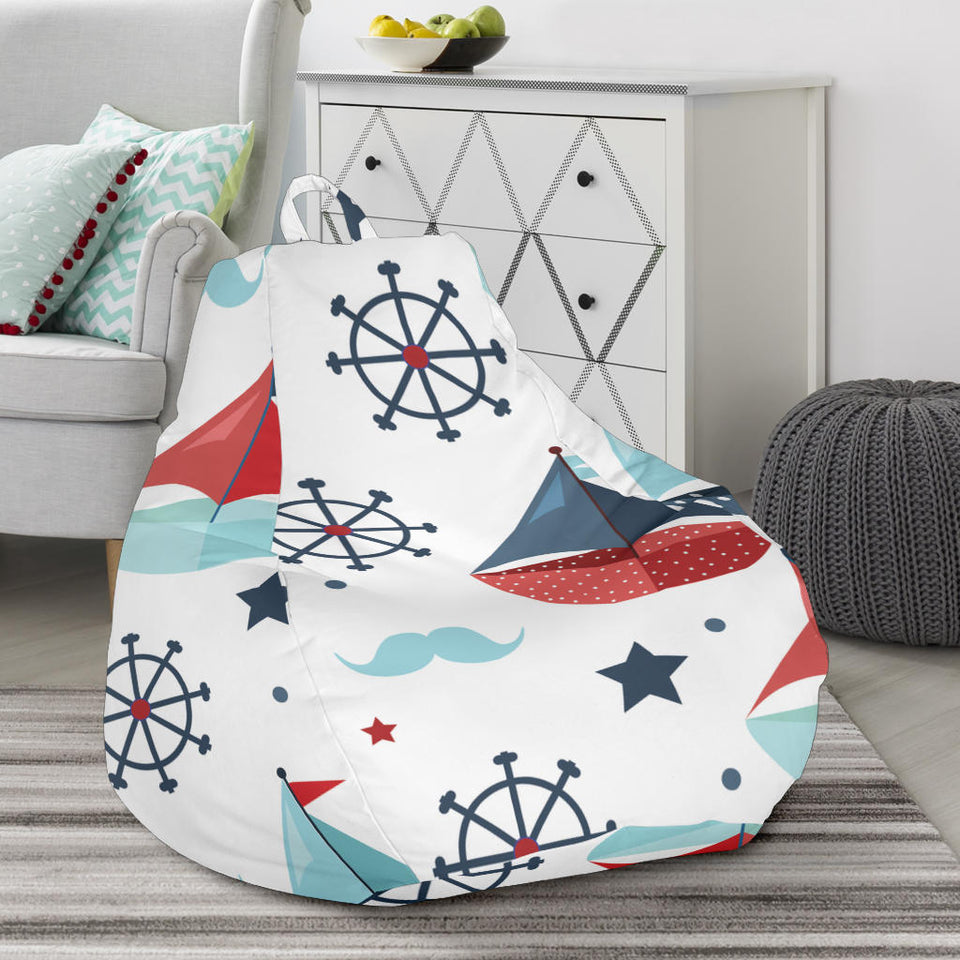 Cute Color Paper Sailboat Pattern Bean Bag Cover