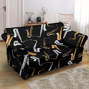 Saxophone Design Pattern Loveseat Couch Slipcover